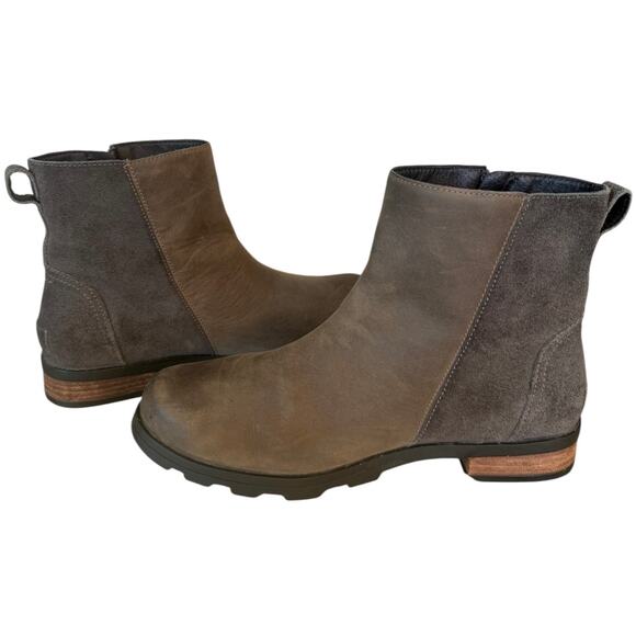 Sorel Emelia Zip Bootie Brown Women’s 10.5 Waterproof Suede Ankle NL3312-052 - Picture 6 of 9